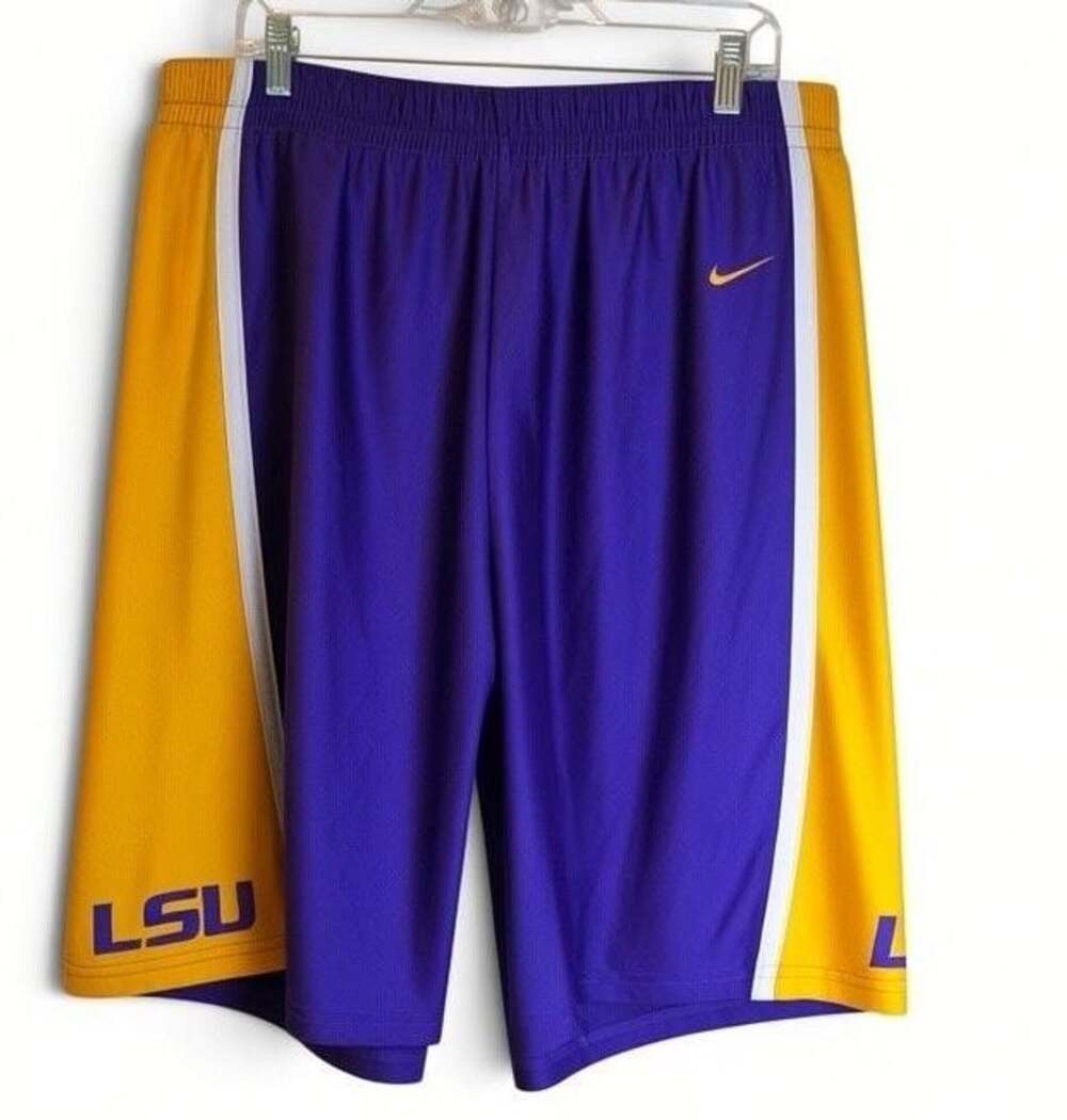 Nike Team LSU Tigers Basketball Shorts Purple Gold Men's XXL